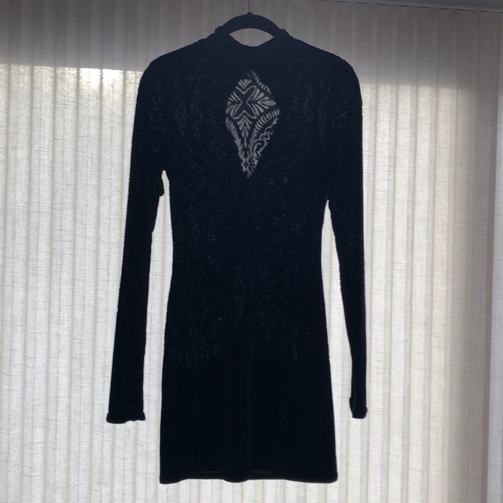 Slate blue crushed velvet dress